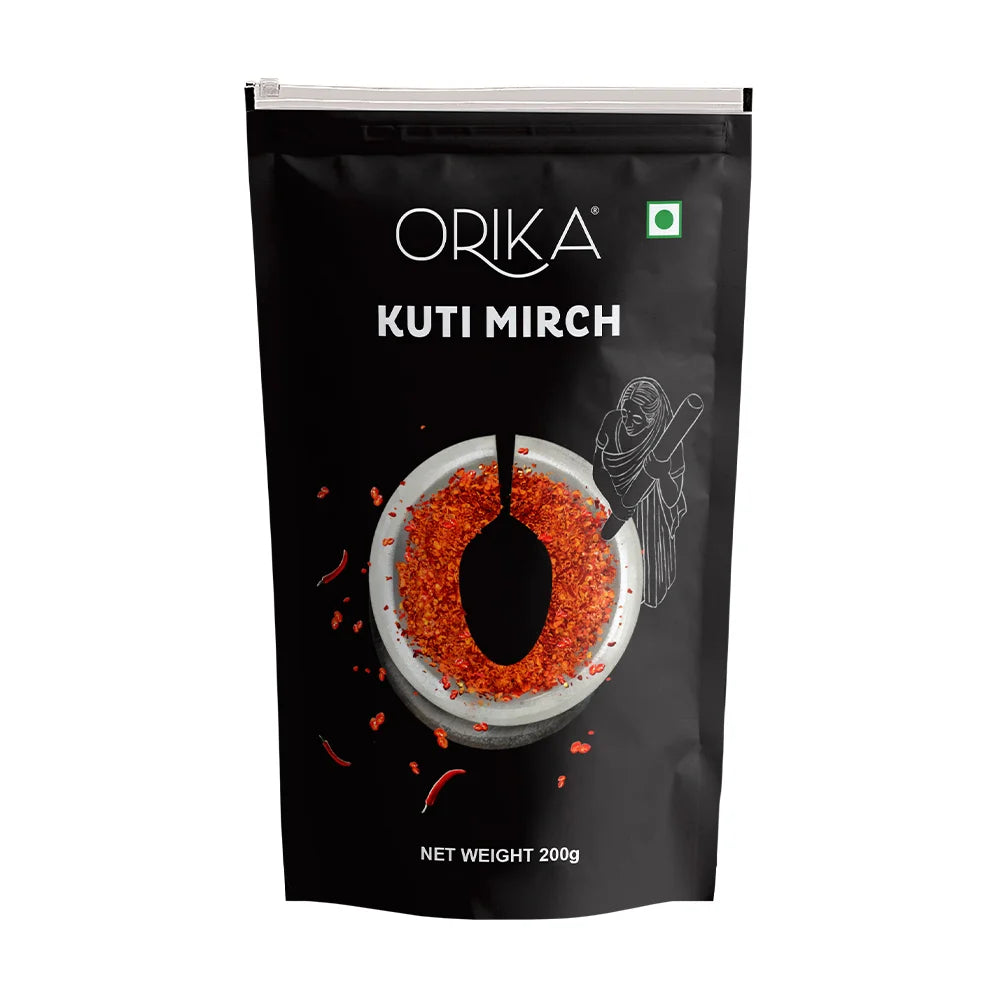 Orika Kuti Mirch (Crushed Red Chilli) | Coarsely Ground Authentic Red Chilli Flakes for Tadka, Pizza, Pasta, Indian & Global Cooking | 200g Pouch